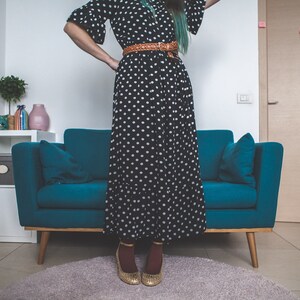 Eveline dress // Abito in viscosa a pois con balza su gonna e maniche
