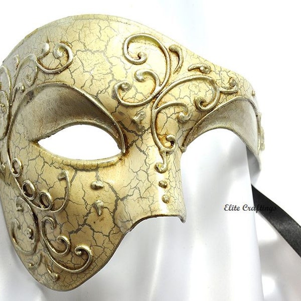 20% OFF PROMO! Venetian Elegant Lining Half Men Masquerade Mask 'Phantom of the Opera' Design