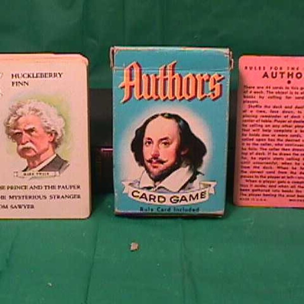 Vintage 1950's Authors Playing Cards # 4110 by Whitman Pub. Co. Complete w/Box