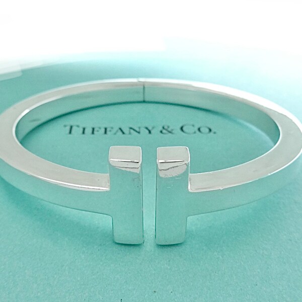 Authentisches Tiffany T Square Armband Sterling Silber Tiffany & Co. Hinged Bangle Size Small Bracelet