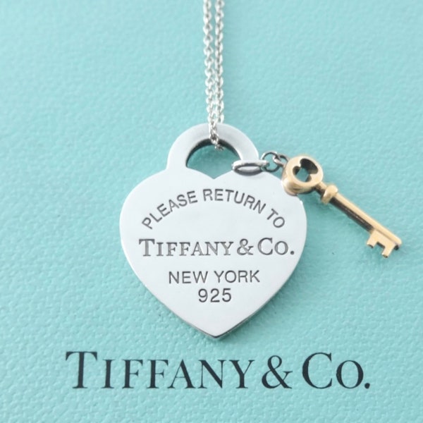 Authentic Return to Tiffany Heart Key Necklace Rubedo Sterling Silver Tiffany & Co. Pendant Charm Necklace