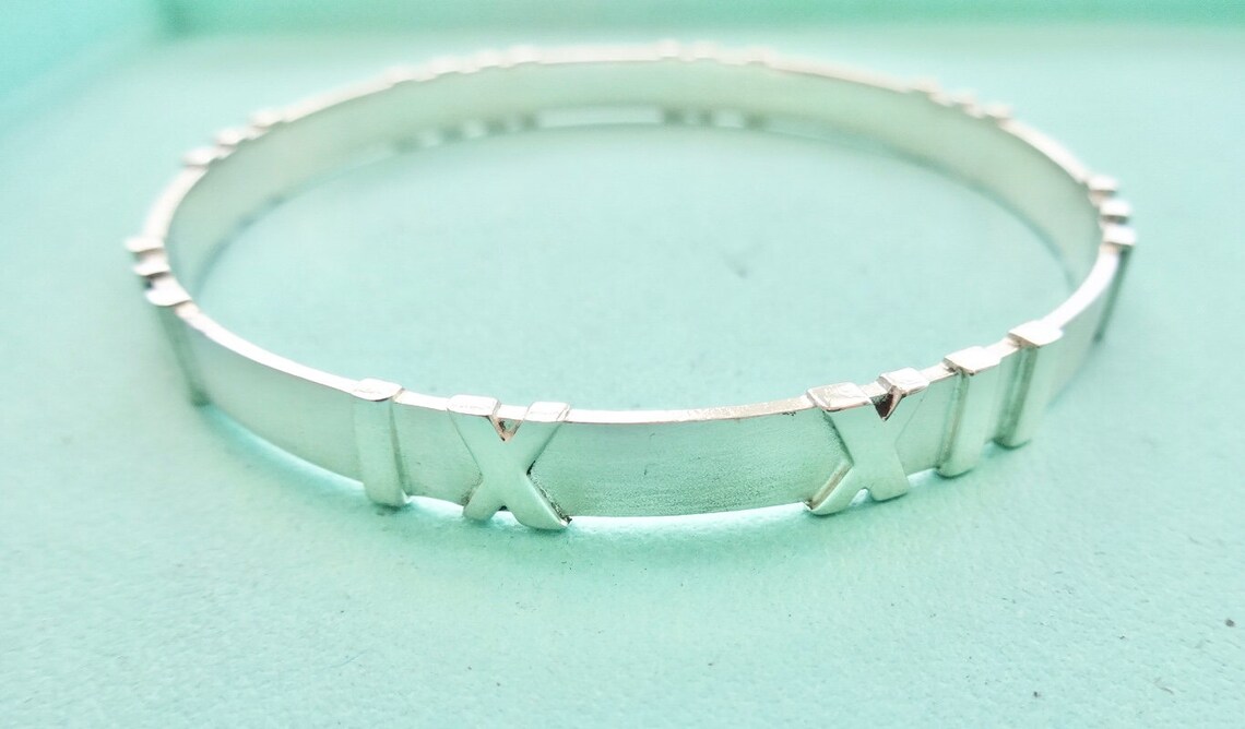Tiffany & Co Atlas Bangle Bracelet Roman Numerals Sterling Etsy