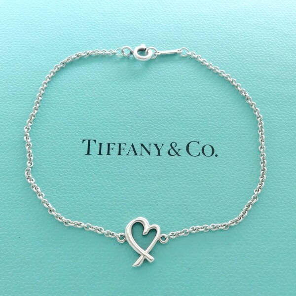Authentic Tiffany & Co. Paloma Picasso Loving Heart Bracelet Sterling Silver Heart Pendant Bracelet