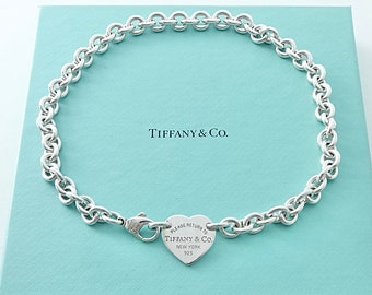 Authentieke Return to Tiffany Heart Tag ketting Tiffany & Co. Link Choker Sterling zilveren ketting