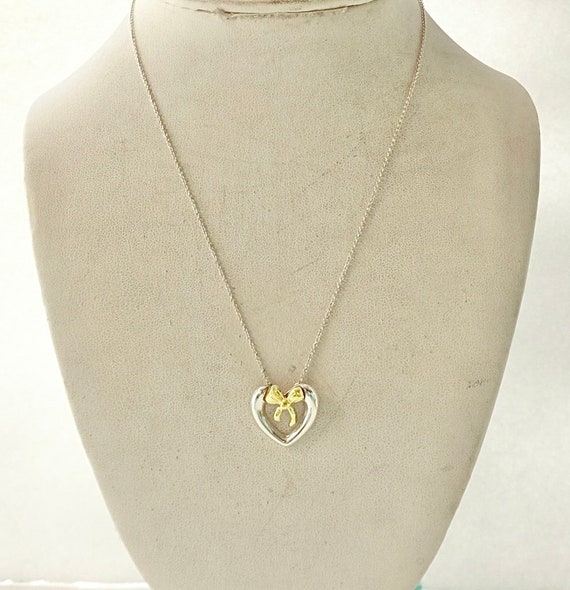 Authentic Tiffany & Co. Heart Gold Bow Necklace S… - image 9