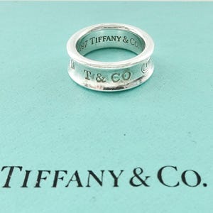 Authentic Tiffany & Co. 1837 Ring T Co 925 Concave Sterling Silver Medium Concave Band Ring Size 5