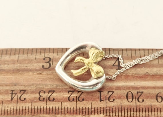 Authentic Tiffany & Co. Heart Gold Bow Necklace S… - image 8