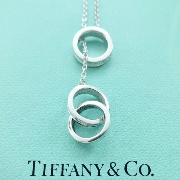 Authentic Tiffany & Co. 1837 Necklace Interlocking Circles Lariat Necklace Sterling Silver