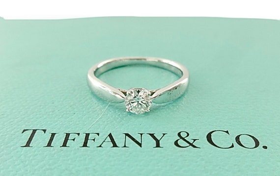 Authentic Tiffany & Co. Diamond Ring Platinum Sol… - image 1