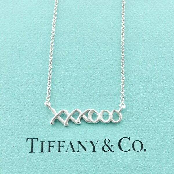 Authentic Tiffany & Co. Paloma Picasso Graffiti Necklace Sterling Silver Hugs Kisses XXXOOO Necklace