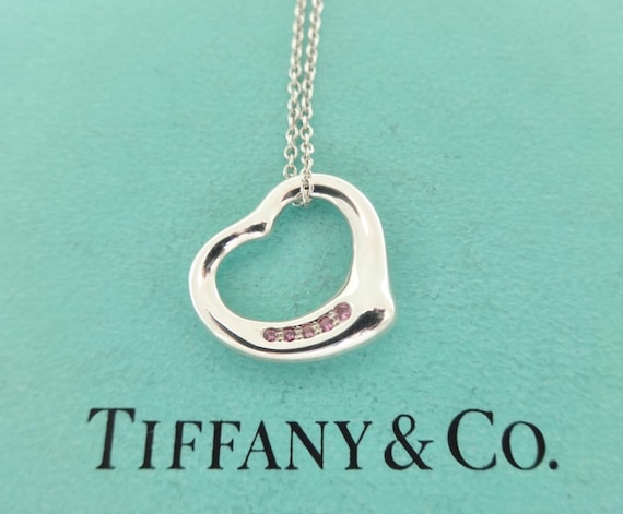 Tiffany & Co Sterling Silver Solid Necklace Chain Peretti Open Heart Pendant