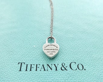 Authentic Tiffany & Co. Return to Tiffany Mini Heart Lock Necklace Sterling Silver Pendant