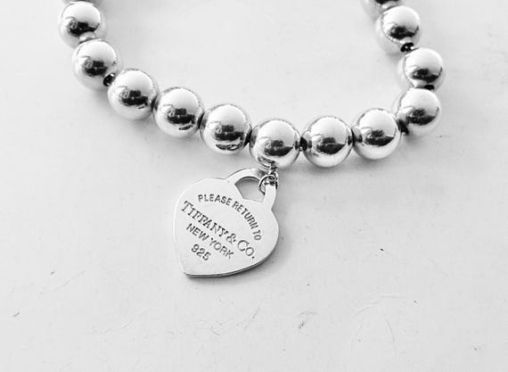 Authentic Return to Tiffany Heart Tag Bracelet Blue Enamel 8mm
