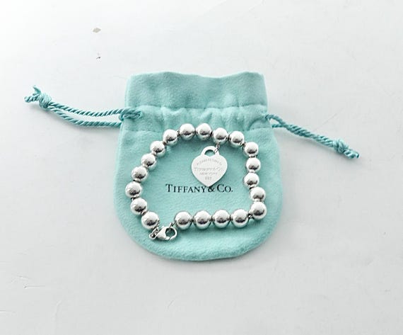 Authentic Return to Tiffany Heart Tag Bracelet Blue Enamel 8mm