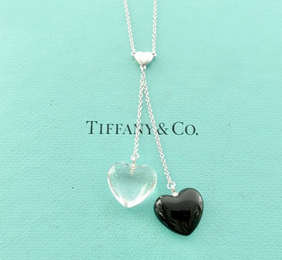 Authentic Tiffany & Co. Onyx Crystal Hearts Neckl… - image 1