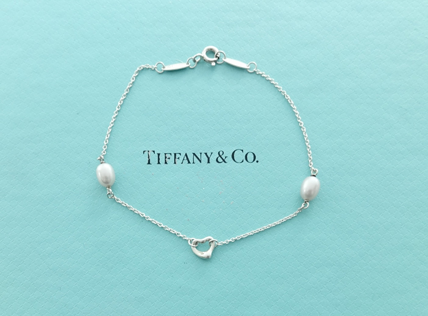 【Tiffany & Co】Elsa Peretti Open Heart パールブレスレット Authentic Tiffany & Co. Elsa Peretti Open Heart Pearl