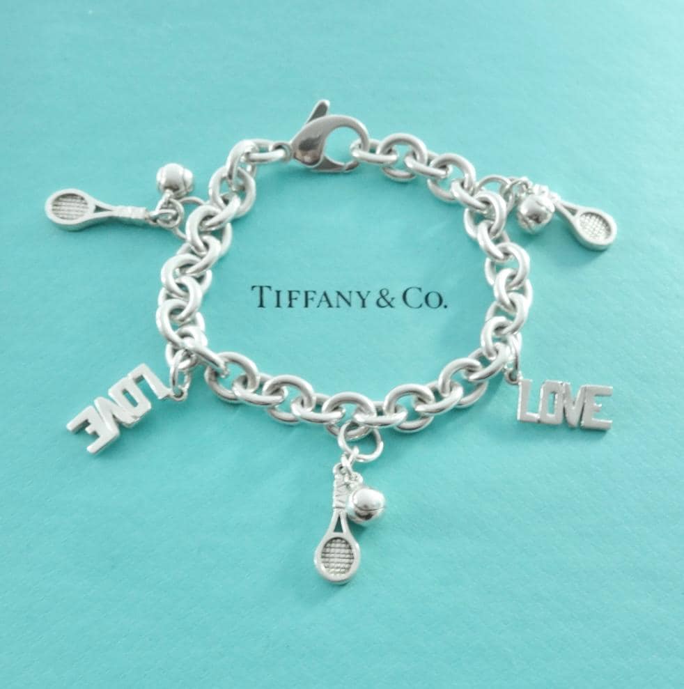 Rare! Authentic Tiffany Tennis Charm Bracelet Sterling