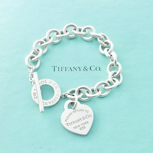 Authentic Return to Tiffany Heart Toggle Bracelet Tiffany & Co. Heart Tag Sterling Silver Clasp Link Bracelet Size Medium
