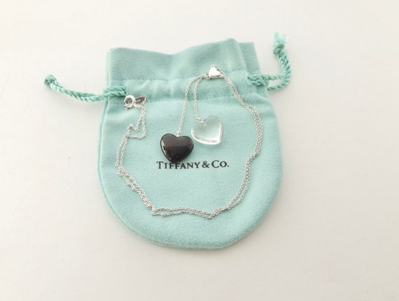Authentic Tiffany & Co. Onyx Crystal Hearts Neckl… - image 9
