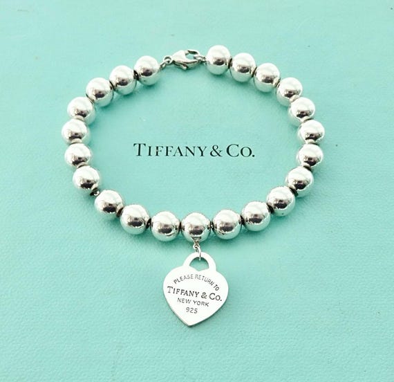 Authentic Return to Tiffany Heart Tag Bracelet 8mm Bead Ball