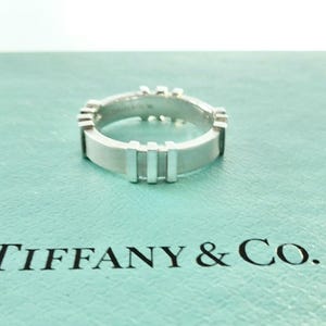 Authentic Tiffany & Co. Atlas Band Ring Sterling Silver Roman Numerals Ring Size 5.5