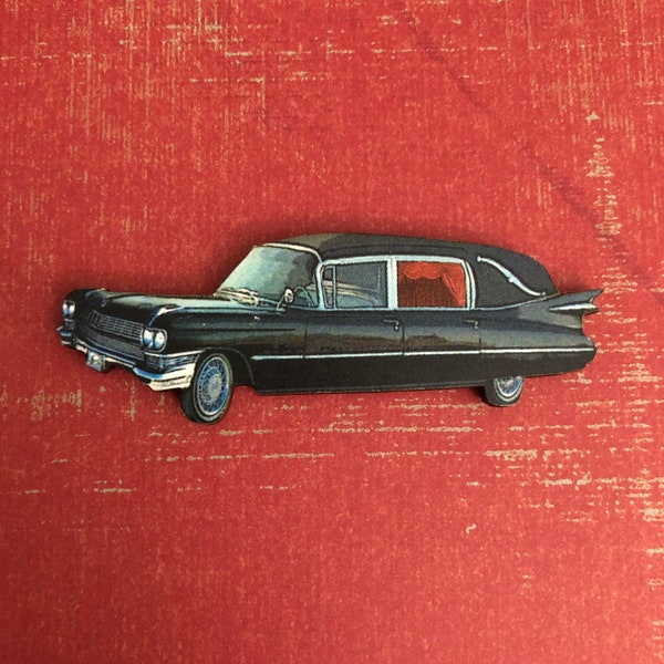 Hearse Funeral wooden Magnet