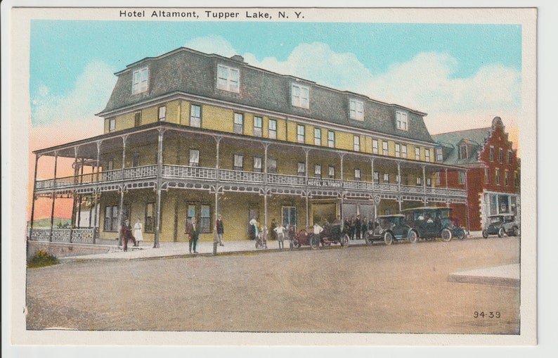 Tupper Lake New York Hotel Altamont building cars & people Etsy