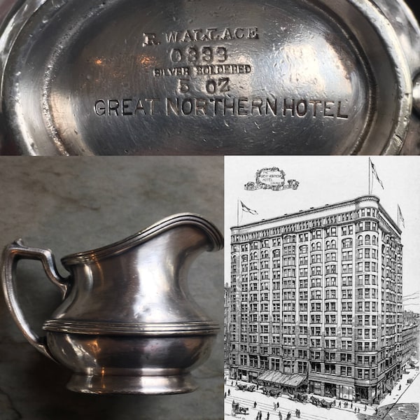 Silver soldered Art Deco individual creamer from the Great Northern Hotel made by Robert Wallace date coded March of 1933 a lovely piece