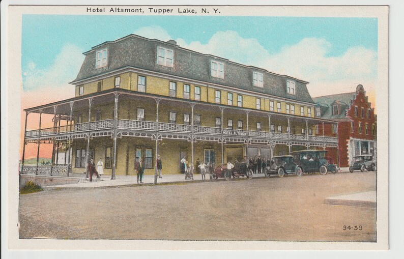 Tupper Lake New York Hotel Altamont building cars & people Etsy