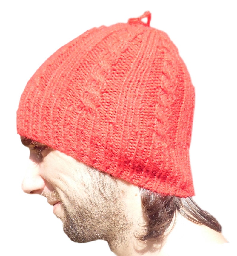 Beanie red Hat 100/% Alpaca Wool Soft Handmade warm boho ethnicBolivia