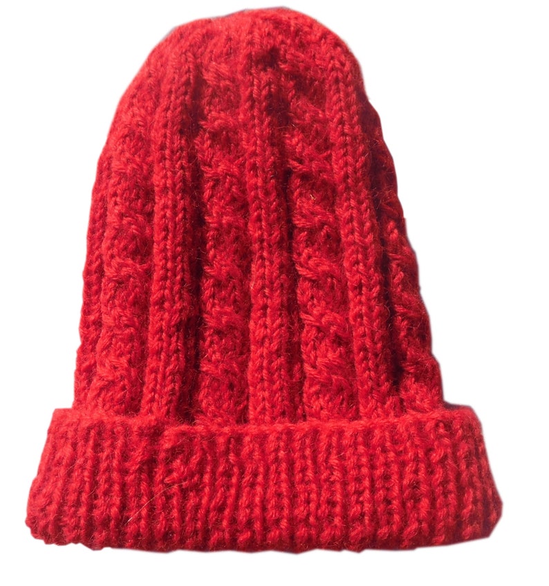 Beanie red Hat 100/% Alpaca Wool Soft Handmade warm boho ethnicBolivia