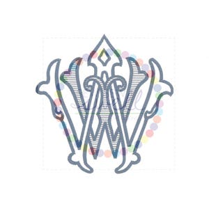 7 inch WW Double Intertwined Vintage Antique Monogram for Embroidery