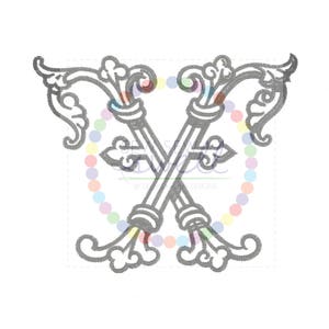 10 inch FF Double Intertwined Vintage Antique Monogram for Embroidery