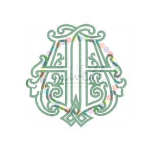 10 inch AA Double Intertwined Vintage Antique Monogram for Embroidery