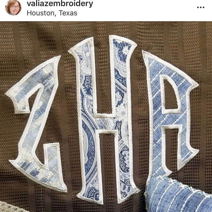 Large Horizontal Oval Appliqué Monogram Alphabet for Embroidery - 9 ...