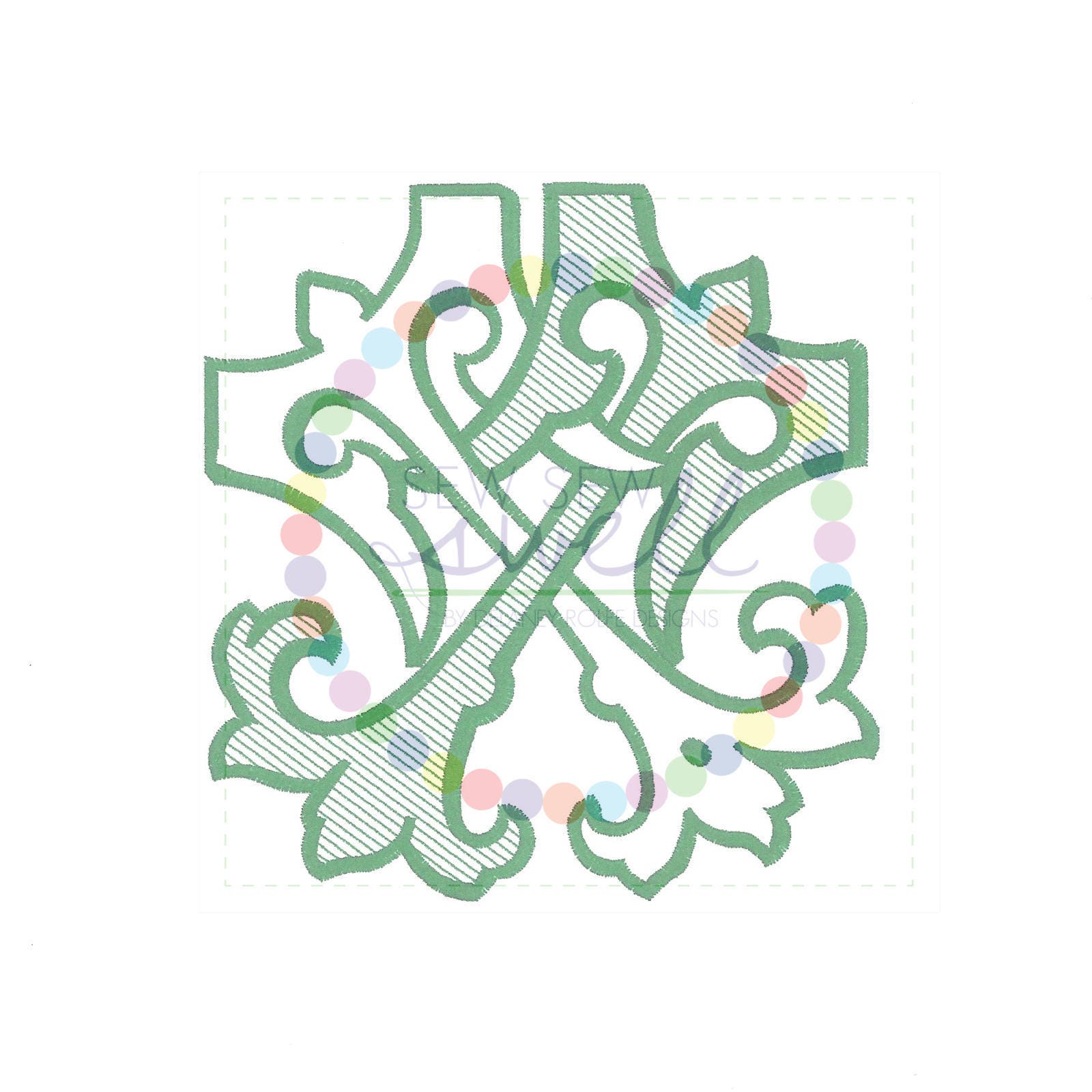 3 Inch TT Double Intertwined Vintage Antique Monogram for