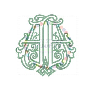 7 inch AA Double Intertwined Vintage Antique Monogram for Embroidery