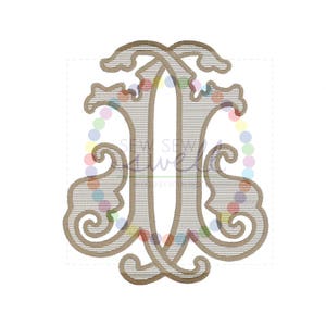 3 inch JJ Double Intertwined Vintage Antique Monogram for Embroidery