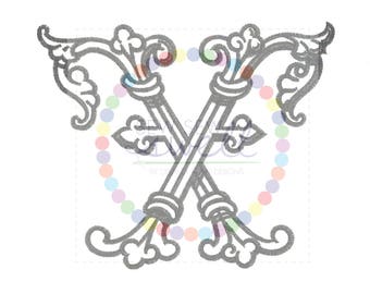 4 inch FF Double Intertwined Vintage Antique Monogram for Embroidery