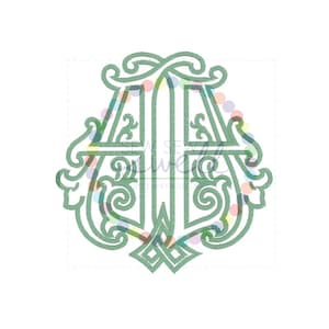 3 inch AA Double Intertwined Vintage Antique Monogram for Embroidery