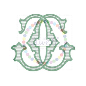 3 inch GG Double Intertwined Vintage Antique Monogram for Embroidery