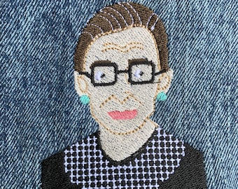 Ruth Bader Ginsburg Embroidery Design, 2 & 3 inches tall