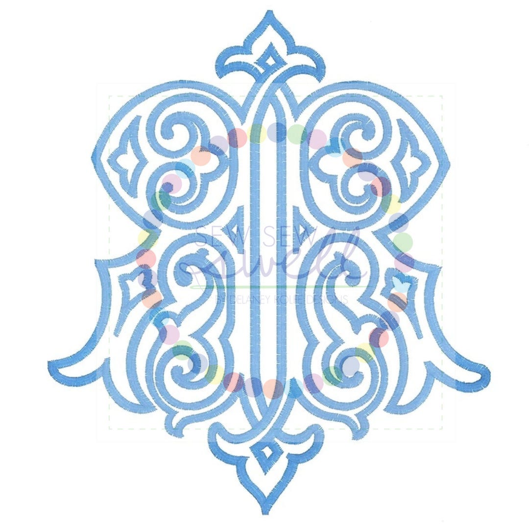 10 Inch RR Double Intertwined Vintage Antique Monogram for Embroidery ...