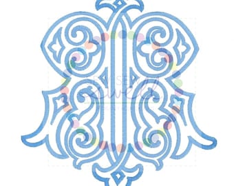 4 inch RR Double Intertwined Vintage Antique Monogram for Embroidery