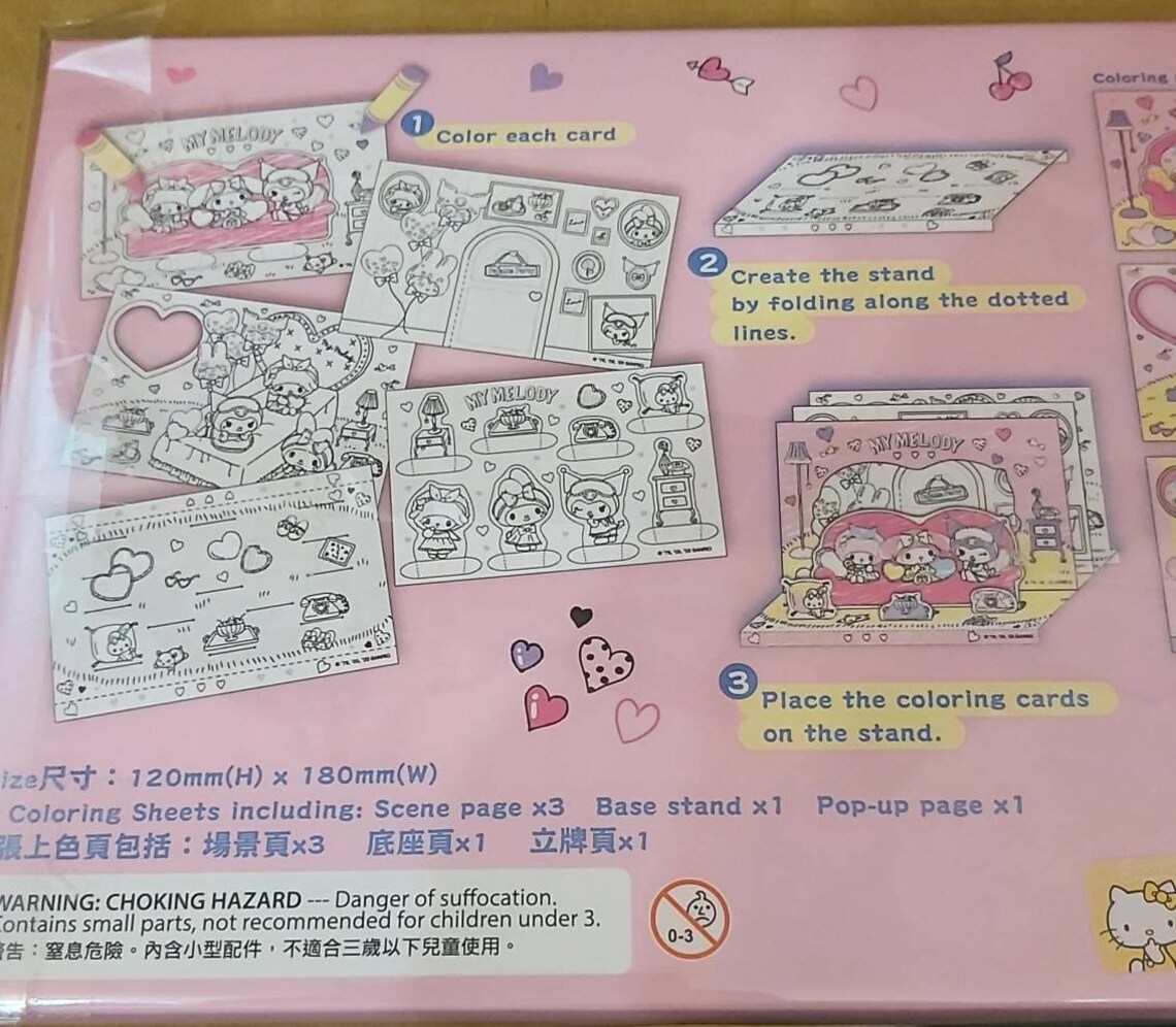 2020' My Melody & Kuromi DIY Coloring Paper Craft Set | Etsy