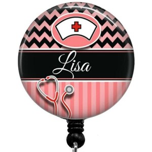 Name Badge Holder, Retractable ID Badge Holder, Name Tag, Personalized, Badge Reel, ID holder, Nurse,