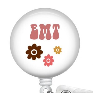 EMT Badge Reel - EMT Badge Holder - id Holder - Hippie - Groovy - Retro  - EMT Gift - 1.5 inch Retractable reel