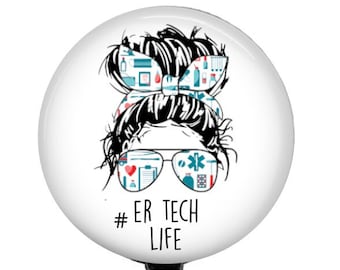 ER Tech Badge Reel - Tech Badge Holder - id Holder - ER Tech Gift - 1.5 inch Retractable badge reel
