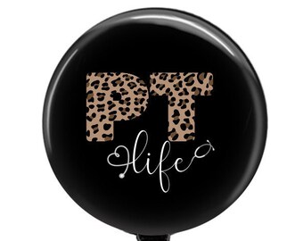 Physical Therapy Badge Reel - PT Badge reel - Physical Therapist Badge Reel - PT Badge Holder - Messy Bun - Gift