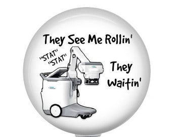 They See Me Rollin' Badge Reel Portable Xray Badge Reel Stat Xray Badge Reel  Funny Badge Reel 1.5 Inch Retractable Badge Reel Snarky 